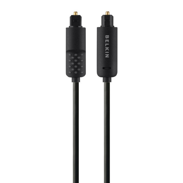 Belkin Fiber Optic Audio Cable - 6 ft Fiber Optic Audio Cable for Audio Device, MacBook Pro, Mac mini, MacBook, Receiver - First End: Toslink Digital Audio - Male - Second End: Toslink Digital Audio - Male - Black - 1 Each