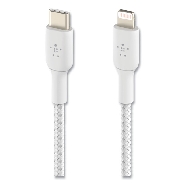 BOOST CHARGE Braided Apple Lightning to USB-C ChargeSync Cable, 3.3 ft, White