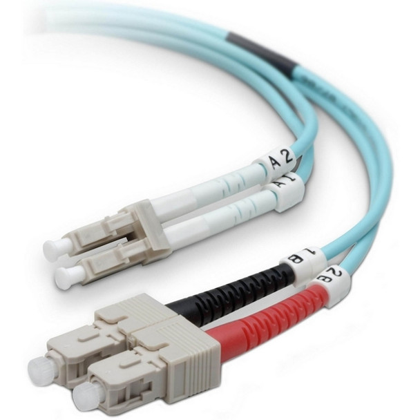 Belkin Fiber Optic Patch Cable - LC Male - SC Male - 6.56ft - Aqua