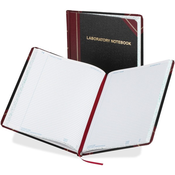 Boorum & Pease Boorum Laboratory Record Notebooks - 150 Sheets - Sewn - 8 1/8" x 10 3/8" - White Paper - BlackFabrihide Cover - Acid-free, Hard Cover, Water Proof - 1 Each