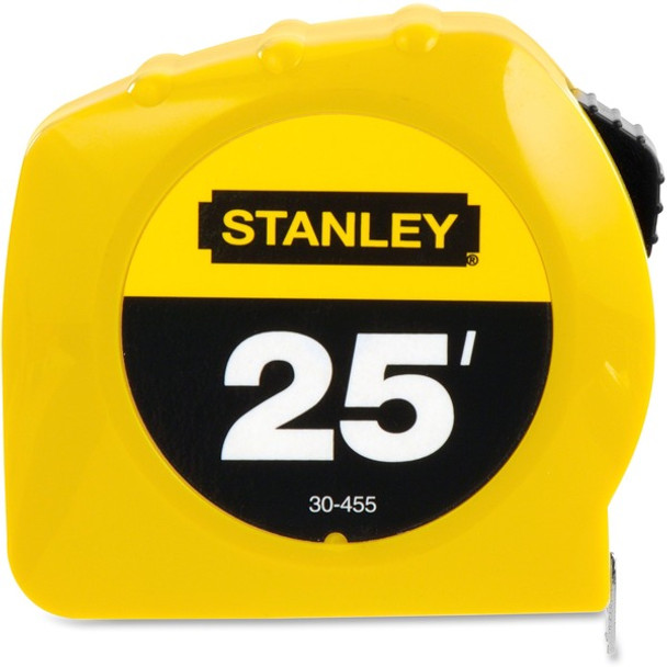 Stanley Tape Rule - 25 ft Length 1" Width - 1/16 Graduations - Imperial Measuring System - Plastic - 1 Each - Yellow