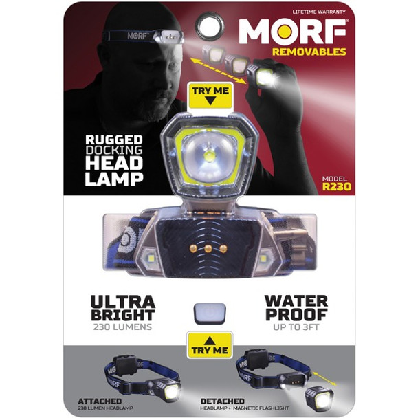 Police Security Removable Light Headlamp - 2 x LED - 4 x AAA - Battery - Black, Blue