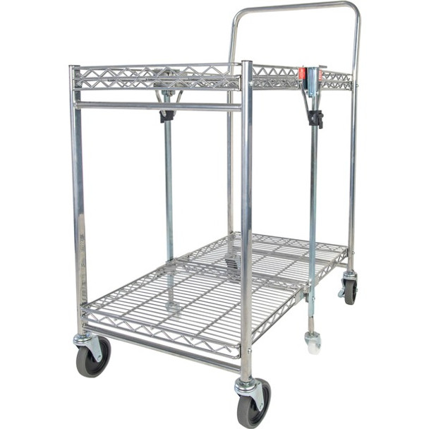 Bostitch Stow-Away Utility Cart - 2 Shelf - 250 lb Capacity - 4 Casters - x 29.6" Width x 37.3" Depth x 18" Height - Chrome - 1 Each
