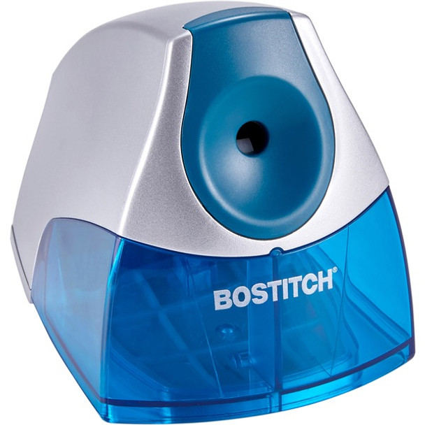 Stanley-Bostitch Personal Electric Pencil Sharpener - Desktop - 1 Hole(s) - Helical - 4.3" Height x 4" Width - Blue, Silver - 1 Each