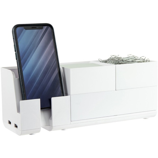 Bostitch Konnect Stackable Desk Organizer - Desktop - Stackable, Durable, Cable Management, Rubber Feet, Non-slip Feet - White - 1 Each