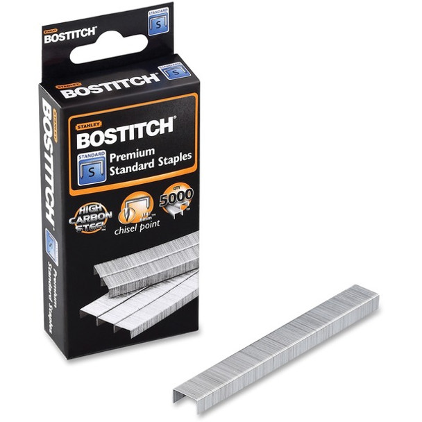 Bostitch 1/4" Standard Premium Staples - 210 Per Strip - Standard - 1/4" Leg - 1/2" Crown - Holds 20 Sheet(s) - for Paper - Chisel Point, Galvanized - Silver - High Carbon Steel - 0.9" Height x 2.3" Width4.1" Length - 5000 / Box