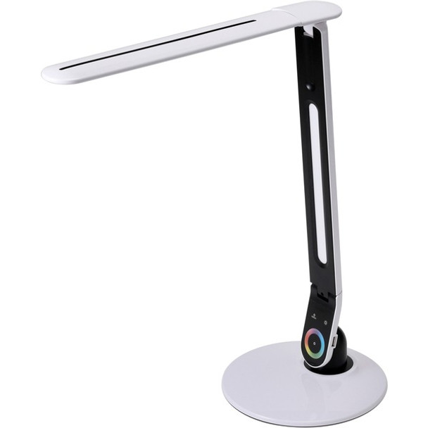Bostitch Color Changing Desk Lamp with RGB Arm - 10 W LED Bulb - Touch Sensitive Control Panel, Dimmable, Adjustable Brightness, Flexible, Flicker-free, Glare-free Light, Adjustable Head - 550 lm Lumens - Desk Mountable - White - for Designer