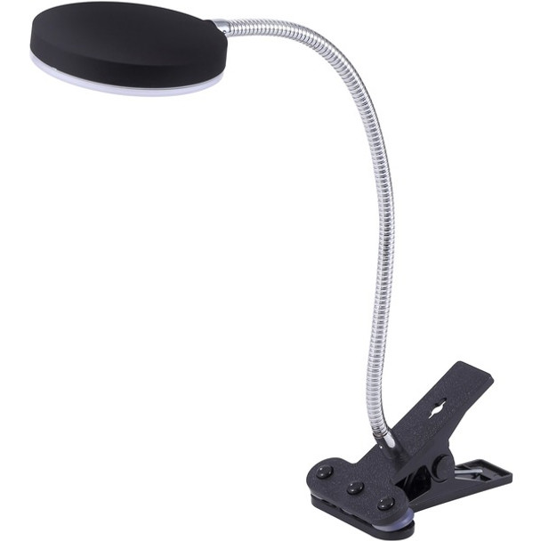 Bostitch Adjustable Clamp Desk Lamp, Black - 13.8" Height - 5.50 W LED Bulb - Polished Metal - Adjustable Head, Flicker-free, Flexible Neck - 500 lm Lumens - Frosted Glass - Desk Mountable - Black - for Desk