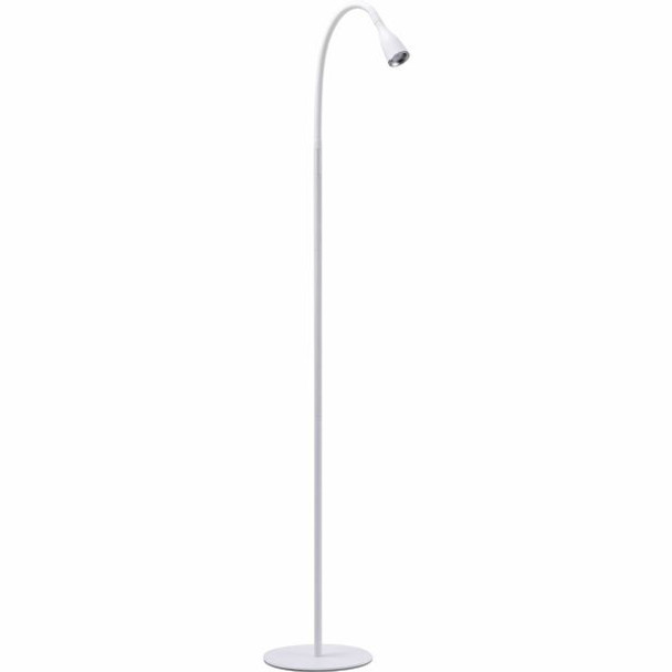 Bostitch LED Gooseneck Floor Lamp - 54" Height - 4.50 W LED Bulb - Gooseneck, Adjustable Brightness, Flicker-free, Glare-free Light, Flexible, Flexible Neck - Floor-mountable - White - for Home, Office, Reading, Crafting