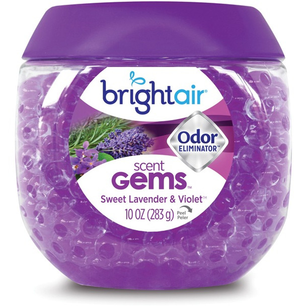 Bright Air Sweet Gems Lavender Odor Eliminator - Gel - 10 oz - Sweet Lavender & Violet - 45 Day - 1 Each - Long Lasting, Phthalate-free, BHT Free, Odor Neutralizer, Triclosan-free