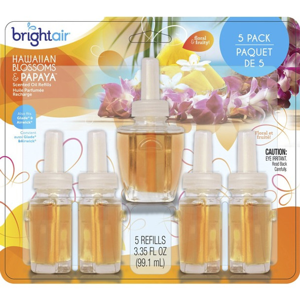 Bright Air Electric Scented Oil Air Freshen Refill - Oil - Natural, Papaya - 5 / Pack - Long Lasting