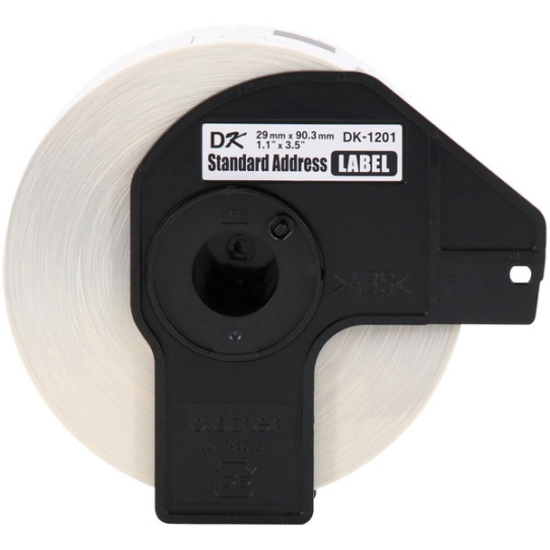 Brother DK1201 - Standard Address White Paper Labels - 3.14" Width x 1.14" Length - 400 / Roll - Direct Thermal - White - Paper - 400 / Roll