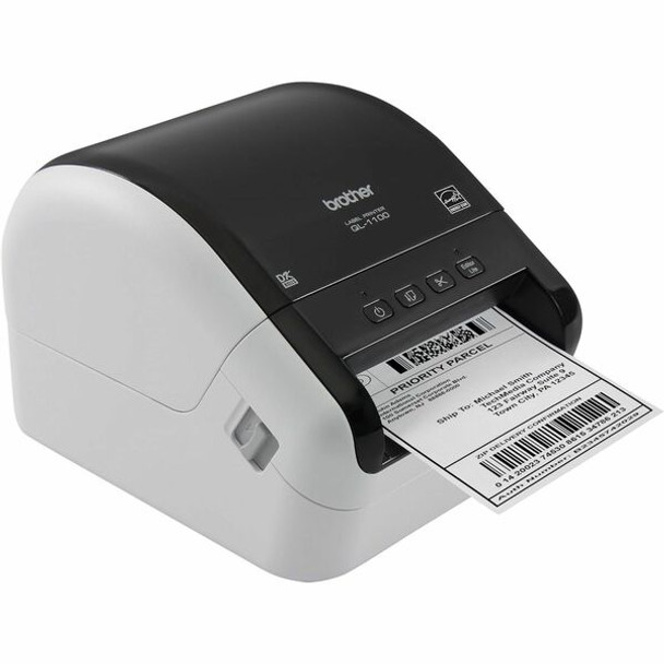 Brother QL-1100 Desktop Direct Thermal Printer - Monochrome - Label Print - USB - 4" Print Width - 4.33 in/s Mono - 300 dpi - 4.09" Label Width - 36" Label Length