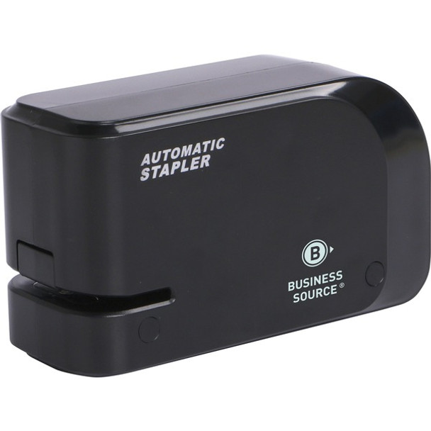 Business Source Electric Stapler - 20 Sheets Capacity - 105 Staple Capacity - Half Strip - 24/6mm, 26/6mm Staple Size - 2 x AA Batteries - Battery Included - 1 Each - Black