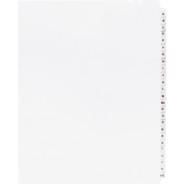 Business Source A-Z Tab Table of Contents Index Dividers - Printed Tab(s) - Character - A-Z - 25 Tab(s)/Set - 8.5" Divider Width x 11" Divider Length - Letter - 3 Hole Punched - White Divider - White Mylar Tab(s) - 25 / Set