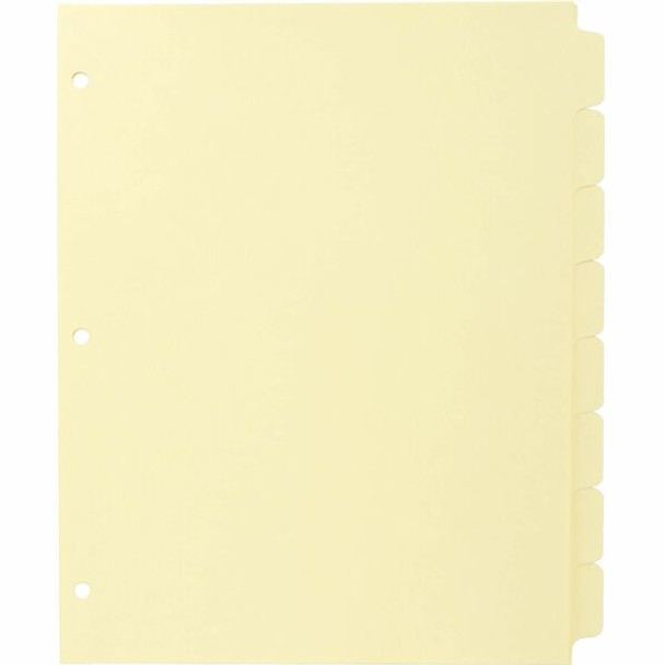 Business Source Mylar-reinforced Plain Tab Indexes - 8 Write-on Tab(s) - 8.5" Divider Width x 11" Divider Length - Letter - 3 Hole Punched - Canary Tab(s) - Hole-punched, Mylar Reinforced Edge - 24 / Box