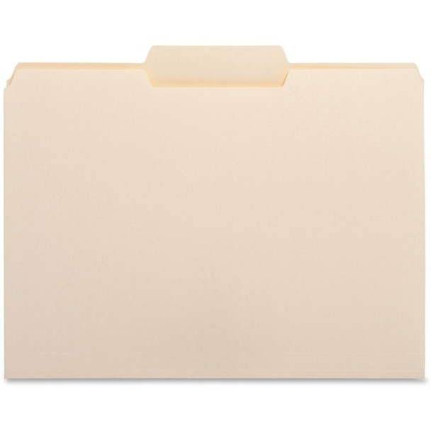 Business Source 1/3 Tab Cut Letter Recycled Top Tab File Folder - 8 1/2" x 11" - 3/4" Expansion - Top Tab Location - Center Tab Position - Manila - 10% Recycled - 100 / Box