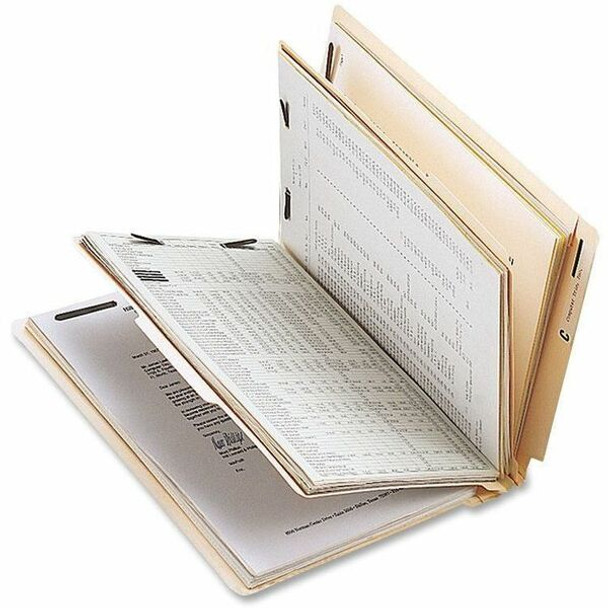 Business Source Letter Recycled Classification Folder - 8 1/2" x 11" - 2" Fastener Capacity - End Tab Location - 2 Divider(s) - 10% Recycled - 10 / Box