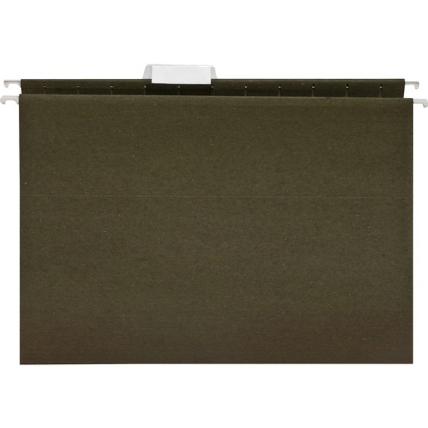 Business Source 1/5 Tab Cut Letter Recycled Hanging Folder - 8 1/2" x 11" - Green - 100% Recycled - 25 / Box