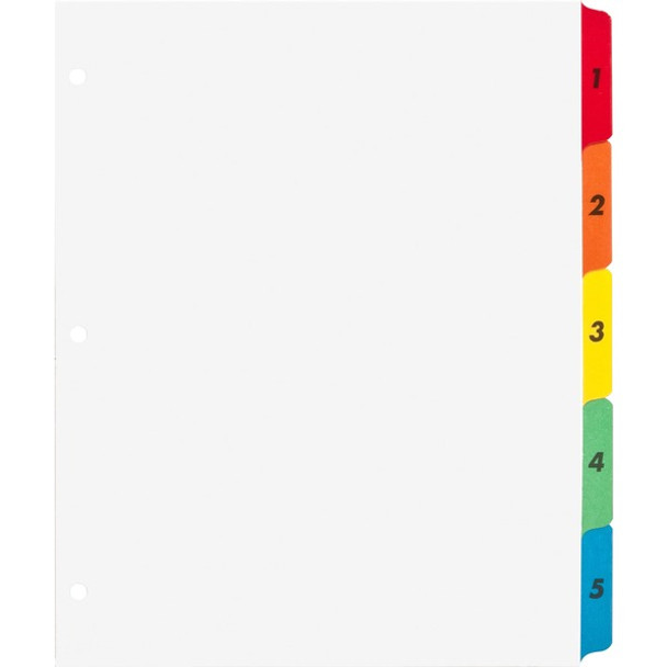 Business Source Table of Content Quick Index Dividers - Printed Tab(s) - Digit - 1-5 - 5 Tab(s)/Set - 8.5" Divider Width x 11" Divider Length - 3 Hole Punched - Multicolor Mylar Divider - Multicolor Mylar Tab(s) - 5 / Set