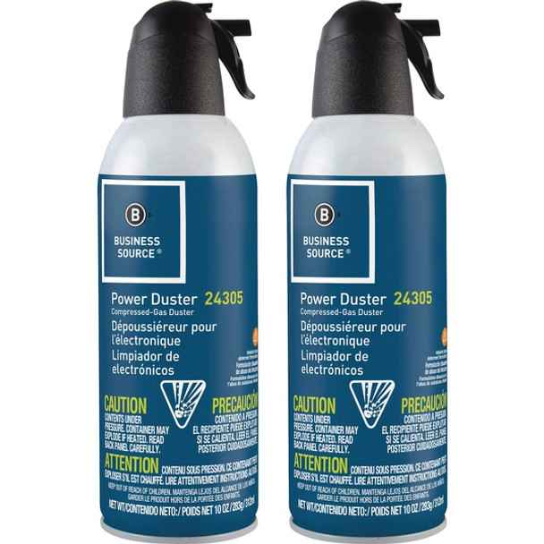 Business Source Power Duster - 10 oz - Moisture-free, Ozone-safe - 2 / Pack - Multi