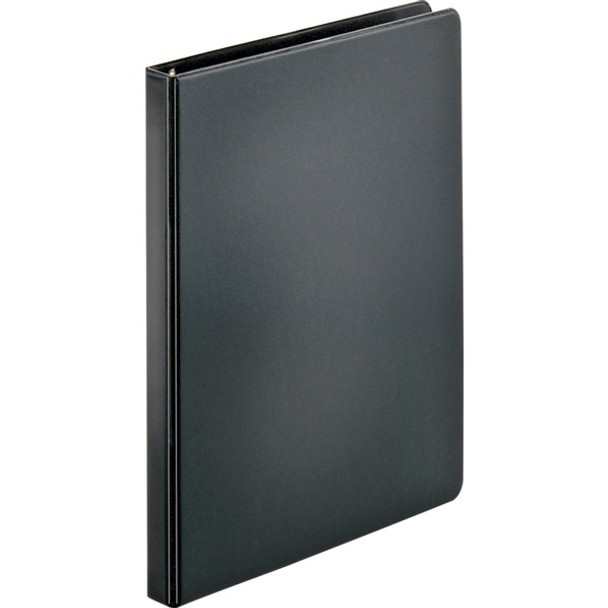 Business Source Basic Round Ring Binders - 1/2" Binder Capacity - Letter - 8 1/2" x 11" Sheet Size - 125 Sheet Capacity - 3 x Round Ring Fastener(s) - Polypropylene, Chipboard - Black - 8.96 oz - Sturdy - 1 Each