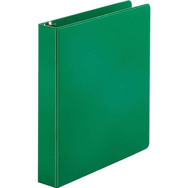 Business Source Basic Round Ring Binder - 1 1/2" Binder Capacity - Letter - 8 1/2" x 11" Sheet Size - 250 Sheet Capacity - 3 x Round Ring Fastener(s) - Chipboard, Polypropylene - Green - Open and Closed Triggers, Sturdy, Exposed Rivet - 1 Each