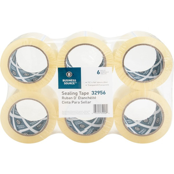 Business Source Heavy-duty Packaging Tape - 54.67 yd Length x 1.88" Width - 3" Core - Pressure-sensitive Poly - 3.54 mil - Rubber Backing - Tear Resistant, Split Resistant, Breakage Resistance - For Packing, Sealing - 6 / Pack - Clear