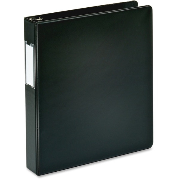 Business Source 1.5" D-Ring Binder - 1 1/2" Binder Capacity - 375 Sheet Capacity - Slant D-Ring Fastener(s) - Internal Pocket(s) - Black - Lay Flat, Label Holder - 1 Each