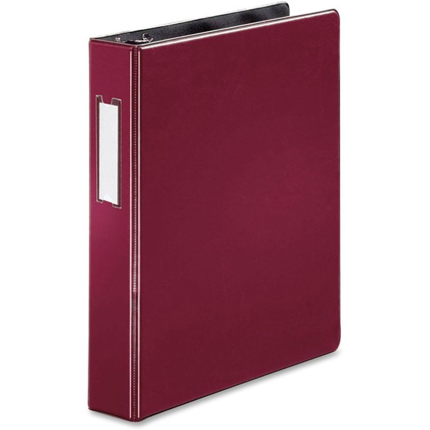 Business Source 1.5" D-Ring Binder - 1 1/2" Binder Capacity - 375 Sheet Capacity - Slant D-Ring Fastener(s) - Internal Pocket(s) - Burgundy - Lay Flat, Label Holder - 1 Each