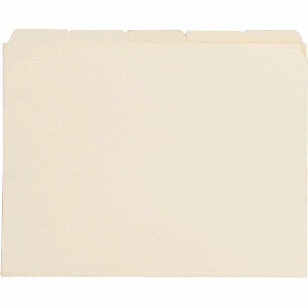 Business Source 1/5 Tab Cut Letter Recycled Top Tab File Folder - 8 1/2" x 11" - 3/4" Expansion - Top Tab Location - Assorted Position Tab Position - Manila - Manila - 10% Recycled - 100 / Box