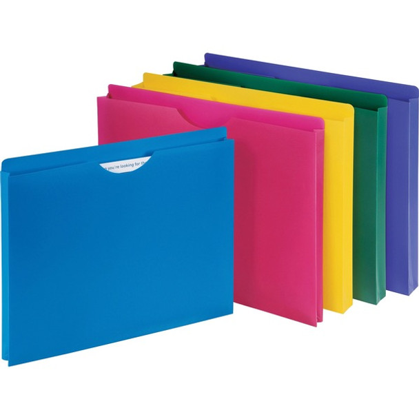 Business Source Straight Tab Cut Letter File Jacket - 8 1/2" x 11" - 1" Expansion - Assorted - 10 / Pack