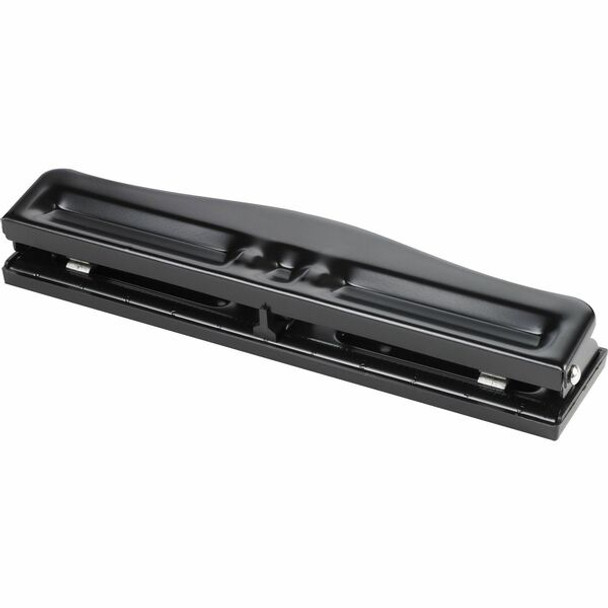 Business Source 3-Hole Adjustable Paper Punch - 3 Punch Head(s) - 11 Sheet of 16lb Paper - 1/4" Punch Size - Round Shape - Black