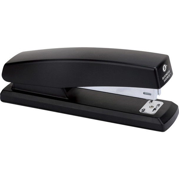 Business Source Full-Strip Desktop Stapler - 20 Sheets Capacity - 210 Staple Capacity - Full Strip - 1 Each - Black