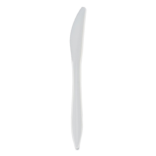 Mediumweight Polypropylene Cutlery, Knife, White, 1,000/Carton