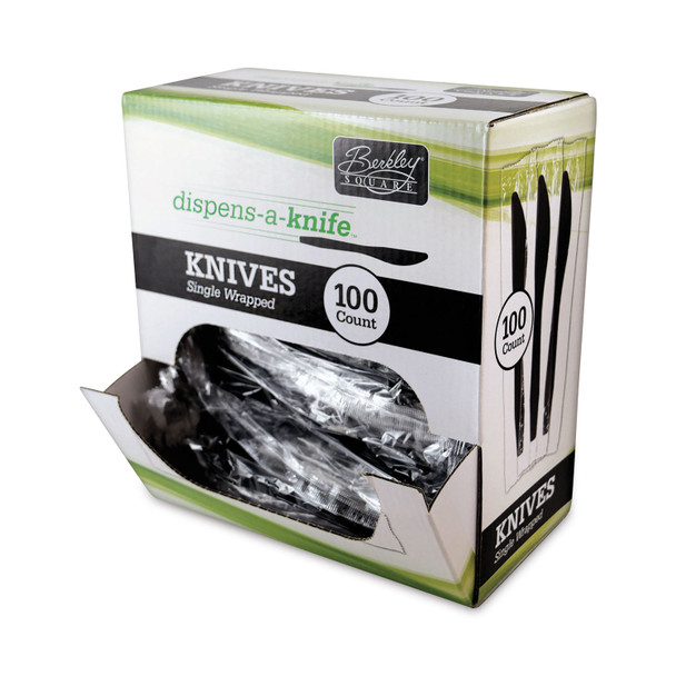 Dispens-a-Knife, Individually Wrapped, Mediumweight, Plastic, Black, 100/Box