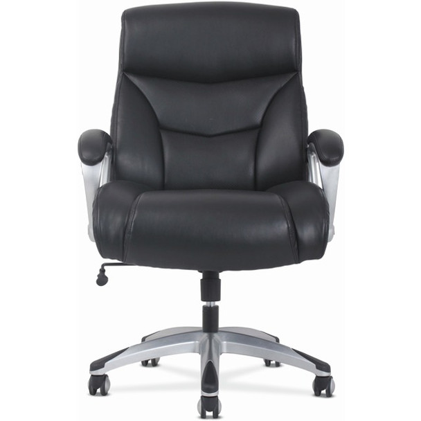 HON Sadie High-back Big and Tall Executive Chair - Bonded Leather Seat - Black Bonded Leather Back - Silver Frame - High Back - Black