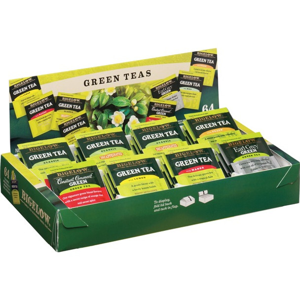 Bigelow Assorted Flavor Tray Pack Green Tea Tea Bag - 64 / Box