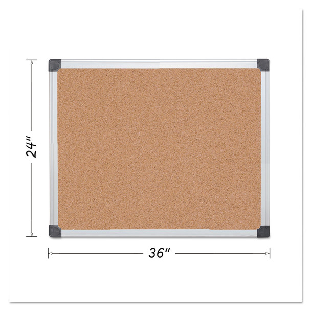 Value Cork Bulletin Board with Aluminum Frame, 24 x 36, Tan Surface, Silver Aluminum Frame