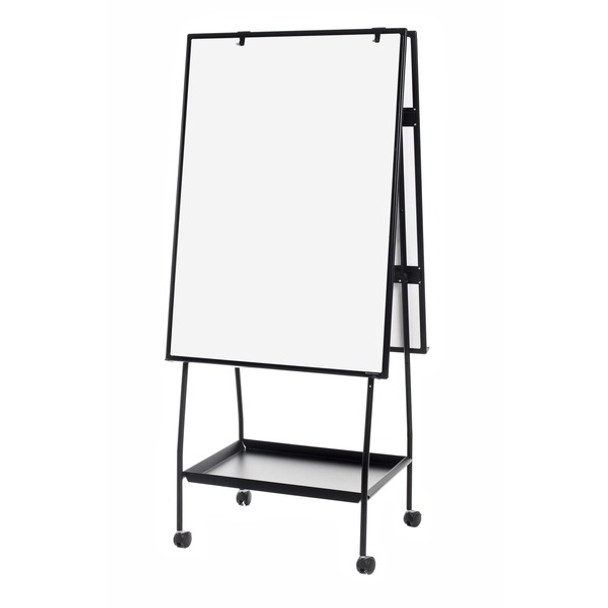 MasterVision Melamine Double-sided Easel - 29.5" (2.5 ft) Width x 41.7" (3.5 ft) Height - Melamine Surface - Black Aluminum Frame - Black Stand - Rectangle - Portable - Assembly Required - 1 Each - TAA Compliant