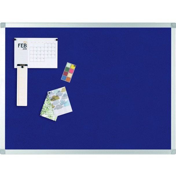 MasterVision Ayda Fabric Bulletin Board - 18" x 24" - 18" Height x 24" Width - Blue Felt, Fabric Surface - Self-healing, Durable, Resilient - Aluminum Frame Each