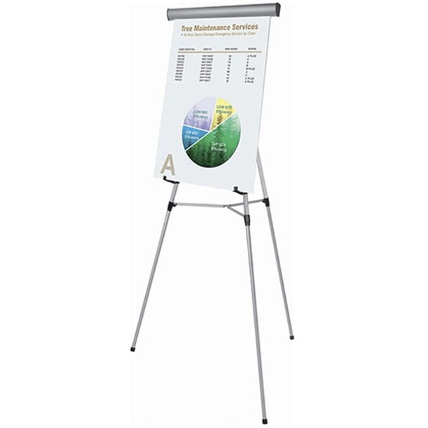 MasterVision Heavy Duty Display Easel - 45 lb Load Capacity - 69" Height x 28.5" Width x 34" Depth - Metal, Aluminum, Plastic, Rubber - Silver