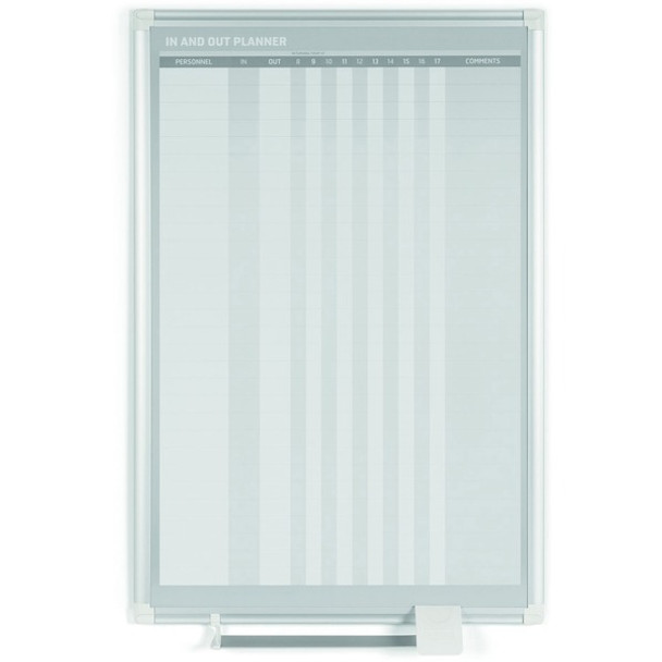 MasterVision Magnetic In/Out Vertical Planner Board - 24" (2 ft) Width x 36" (3 ft) Height - White Lacquered Steel Surface - Aluminum Frame - Rectangle - Magnetic - Marker Tray - 1 Each
