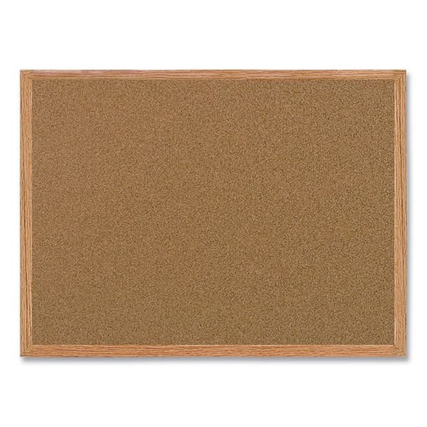 Value Cork Bulletin Board with Oak Frame, 24 x 36, Brown Surface, Oak Frame