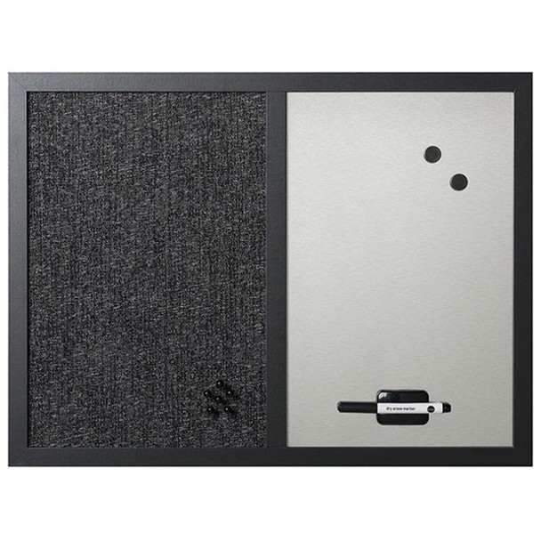 MasterVision Dry-erase Combination Board - 18" Height x 24" Width - Felt Surface - Magnetic, Lightweight - Black Medium Density Fiber (MDF) Frame - 1 Each