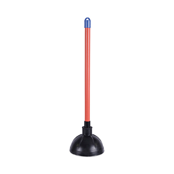 Toilet Plunger, 18" Plastic Handle, 5.63" dia, Red/Black, 6/Carton