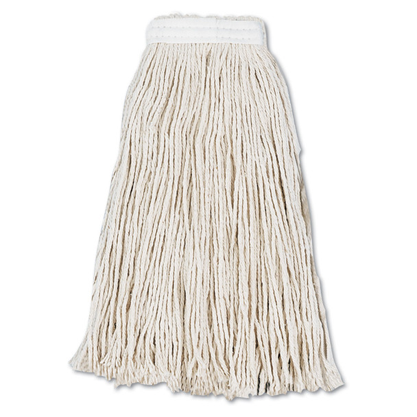 Cut-End Wet Mop Head, Cotton, #16, White, 12/Carton