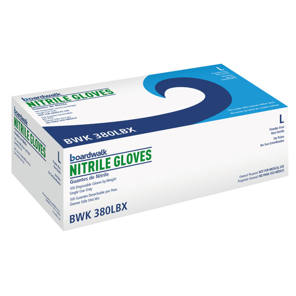 Disposable General-Purpose Nitrile Gloves, Large, Blue, 4 mil, 100/Box