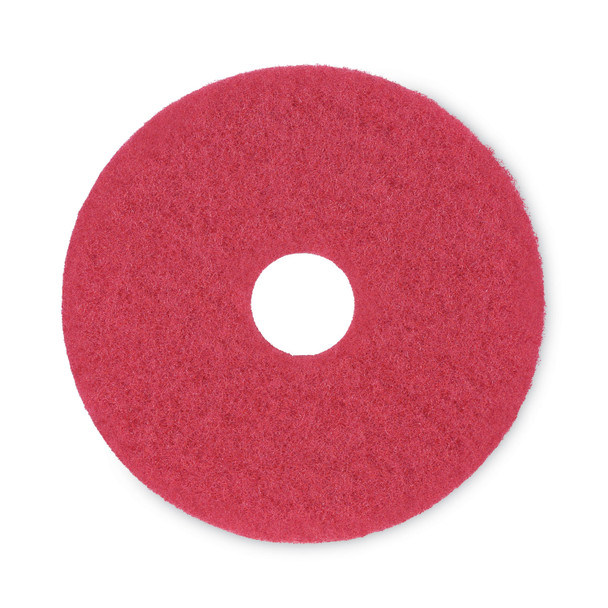 Buffing Floor Pads, 15" Diameter, Red, 5/Carton