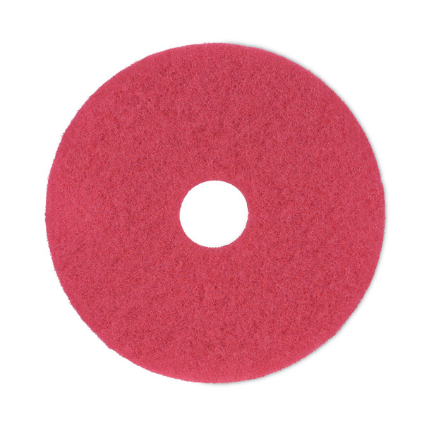 Buffing Floor Pads, 16" Diameter, Red, 5/Carton